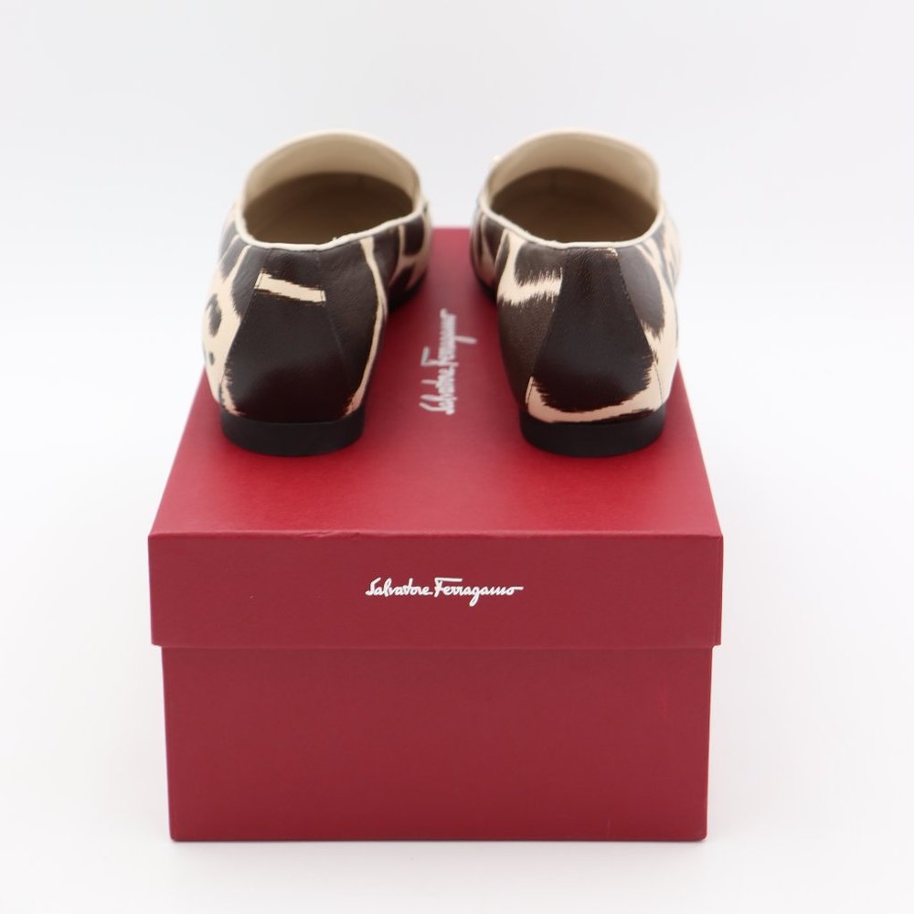 NIB Salvatore Ferragamo Trifoglio Gancini Bit Leopard Print Loafers Flats - Picture 14 of 16